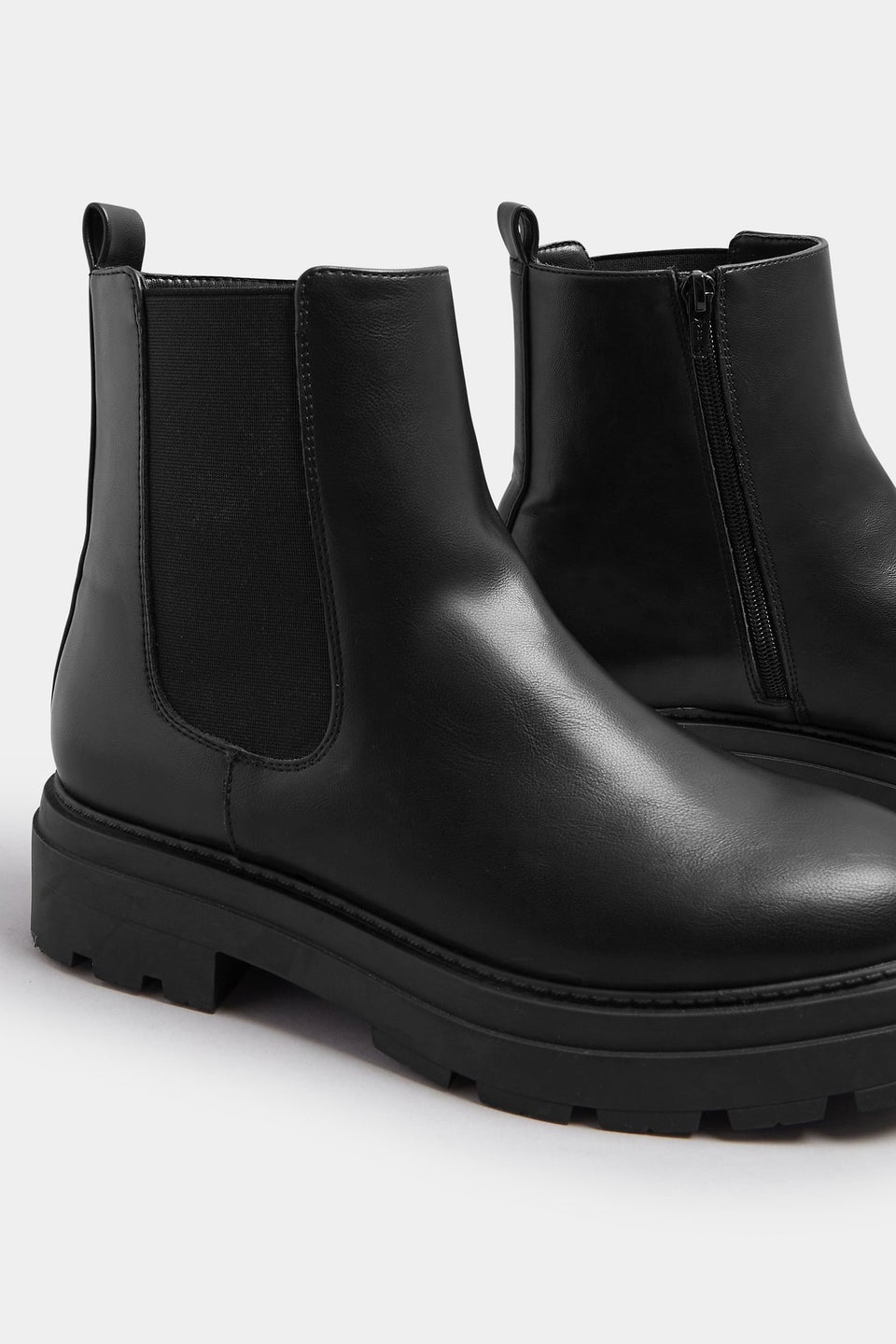 Yours Black Faux Leather Chunky Chelsea Boots In Extra Wide EEE Fit