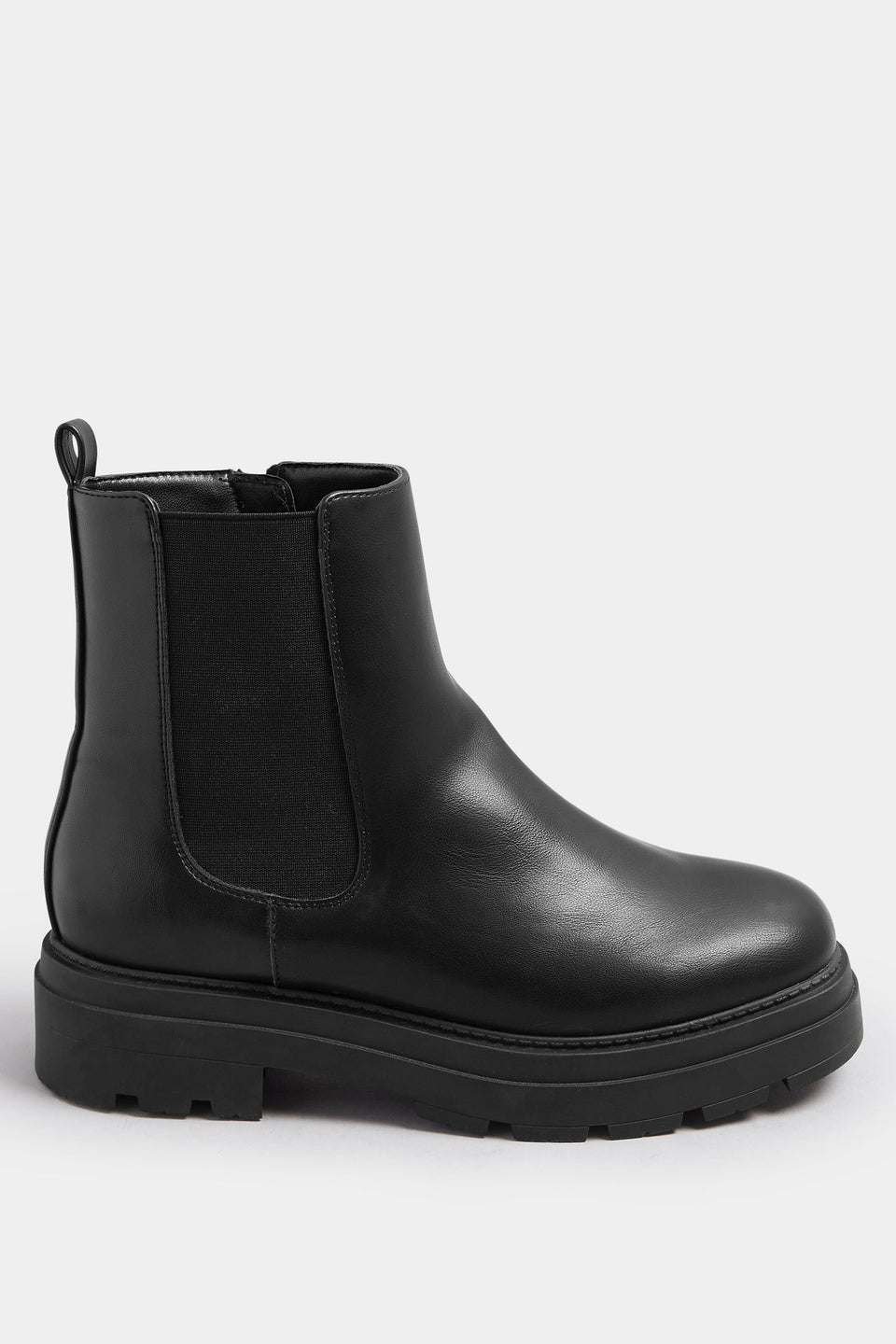 Yours Black Faux Leather Chunky Chelsea Boots In Extra Wide EEE Fit
