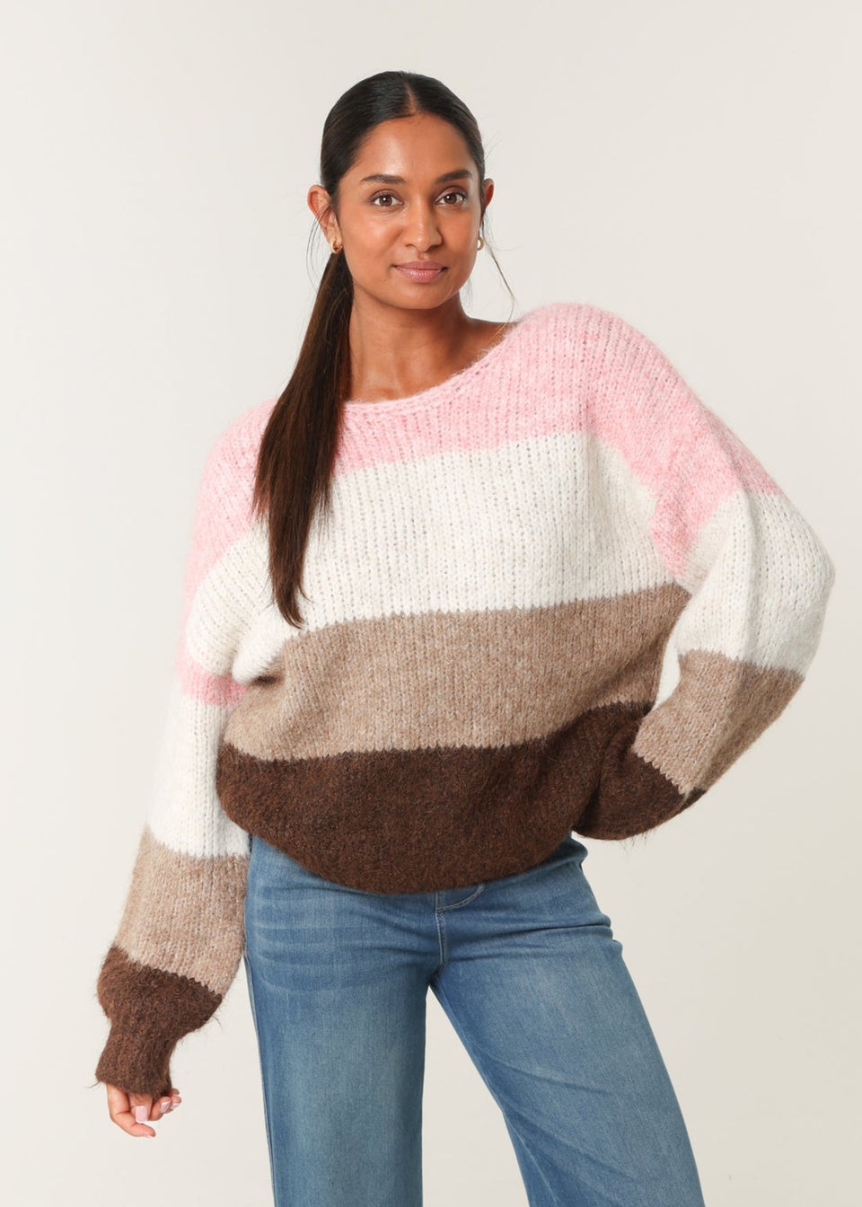 Blue Vanilla Pink Multi Stripe Knit Jumper