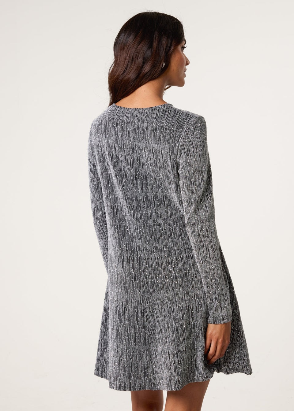 Blue Vanilla Silver Lurex Diamante Swing Dress