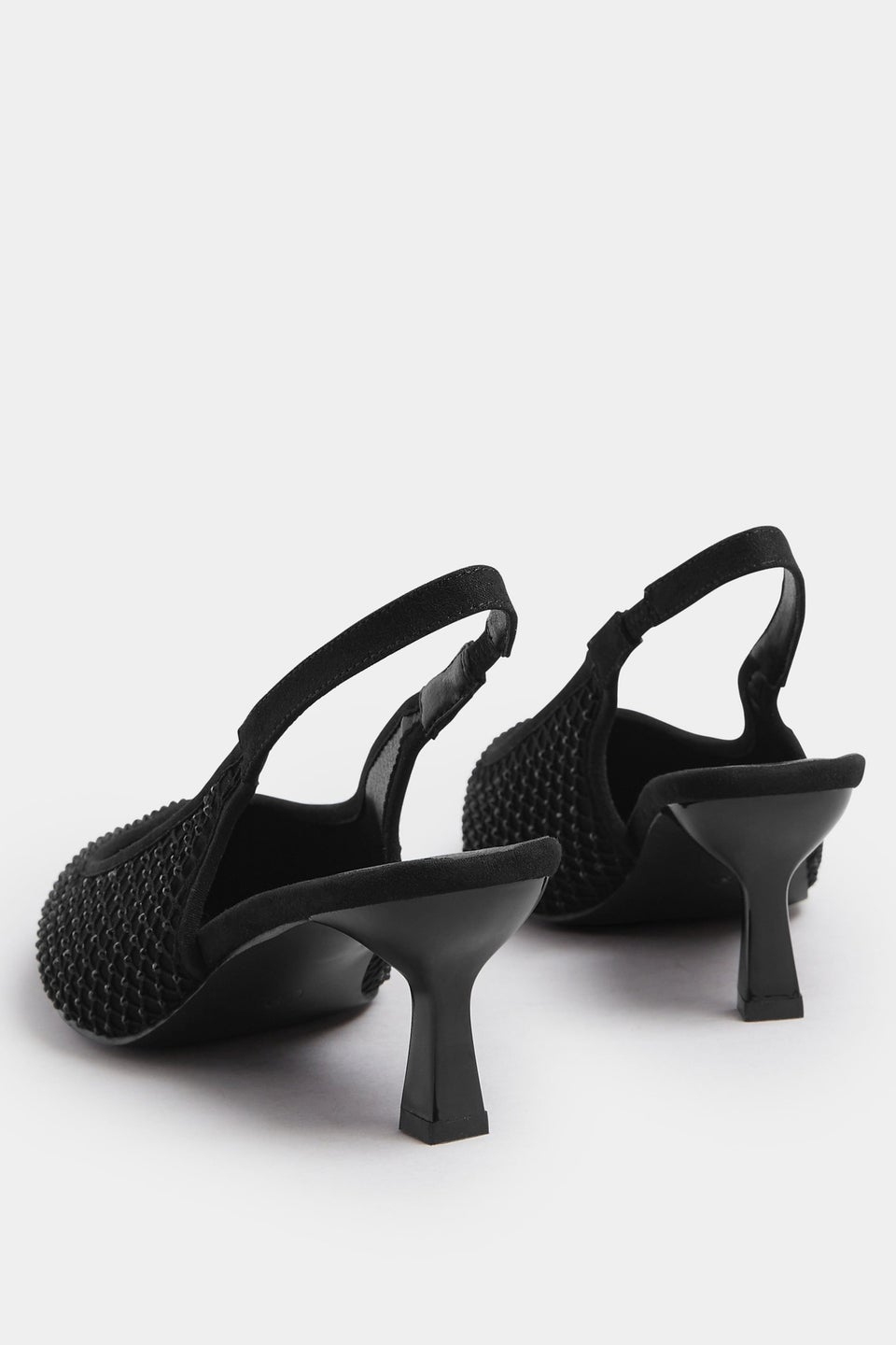 Yours Black Diamante Slingback Court Shoes In Extra Wide EEE Fit