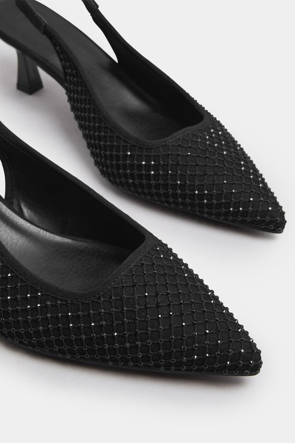 Yours Black Diamante Slingback Court Shoes In Extra Wide EEE Fit