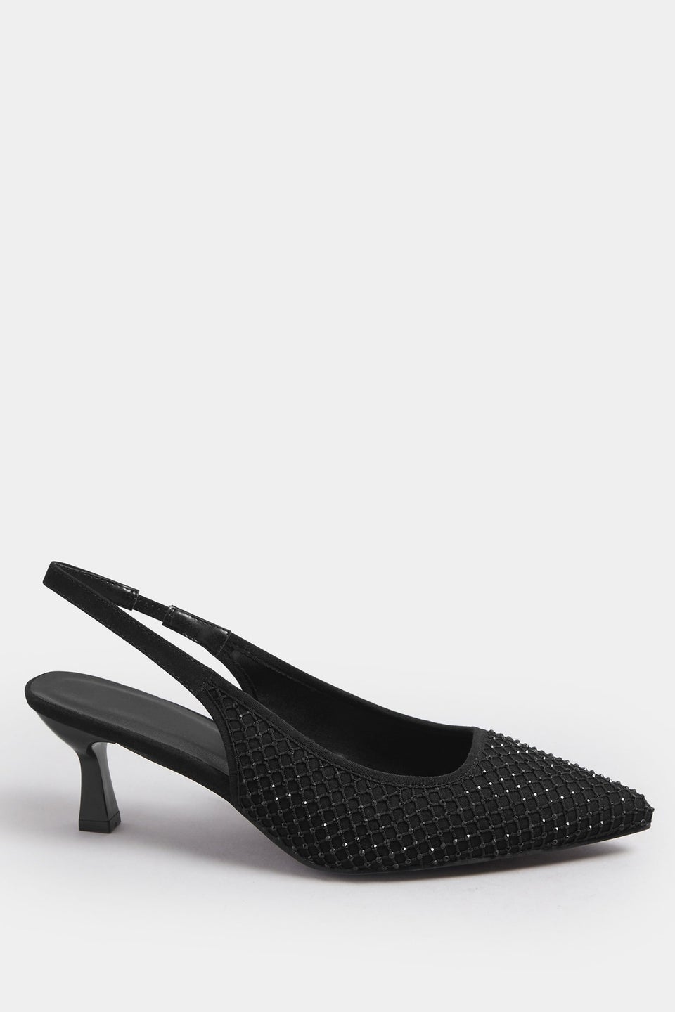 Yours Black Diamante Slingback Court Shoes In Extra Wide EEE Fit