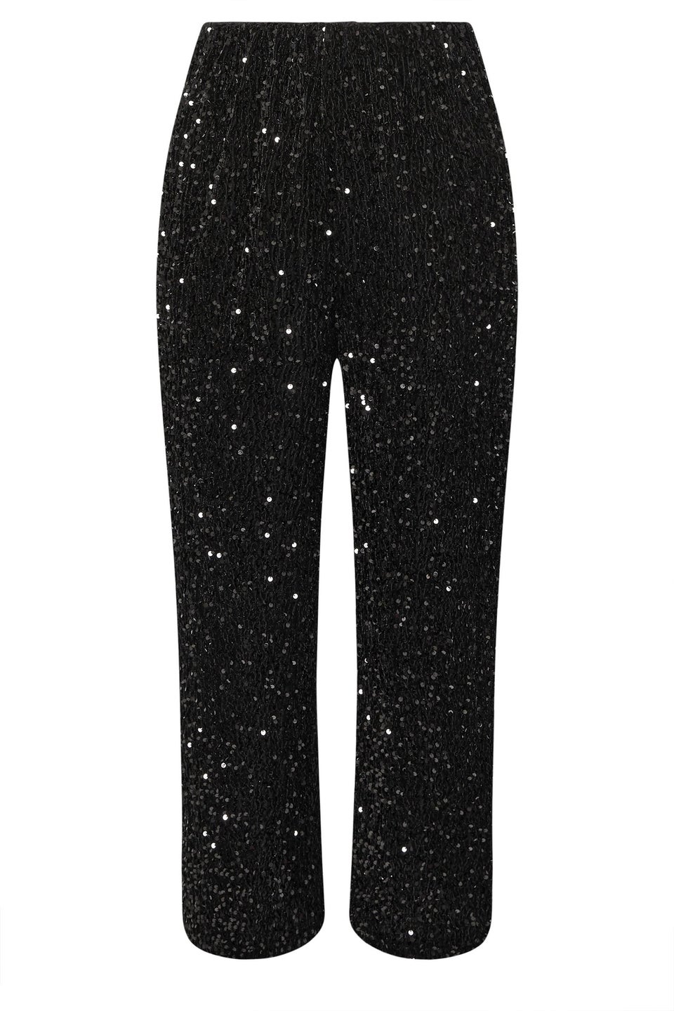 Yours Curve Black Sequin Wide Leg Trousers