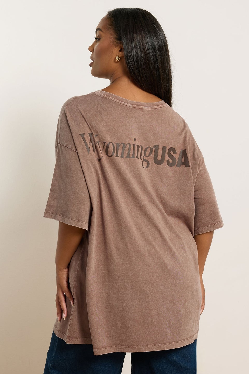 Yours Curve Brown Autumnal Print Relaxed T-Shirt