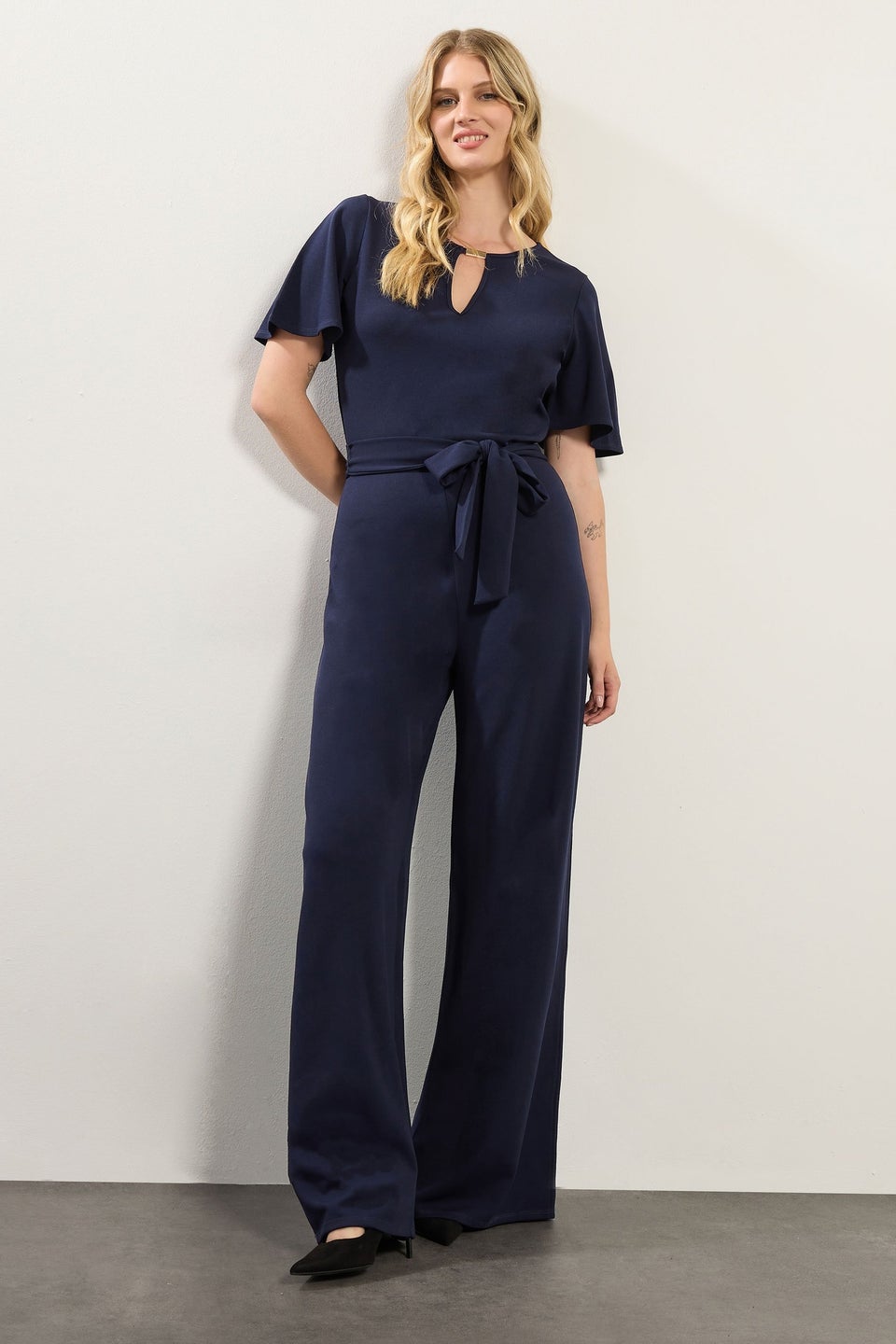 Long Tall Sally Navy Blue Keyhole Jumpsuit