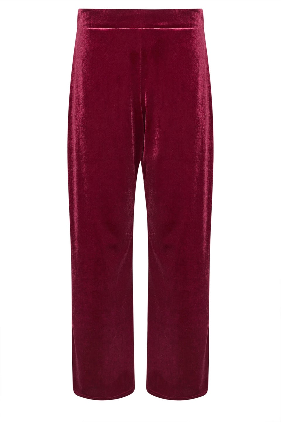 PixieGirl Petite Burgundy Red Velour Wide Leg Trousers