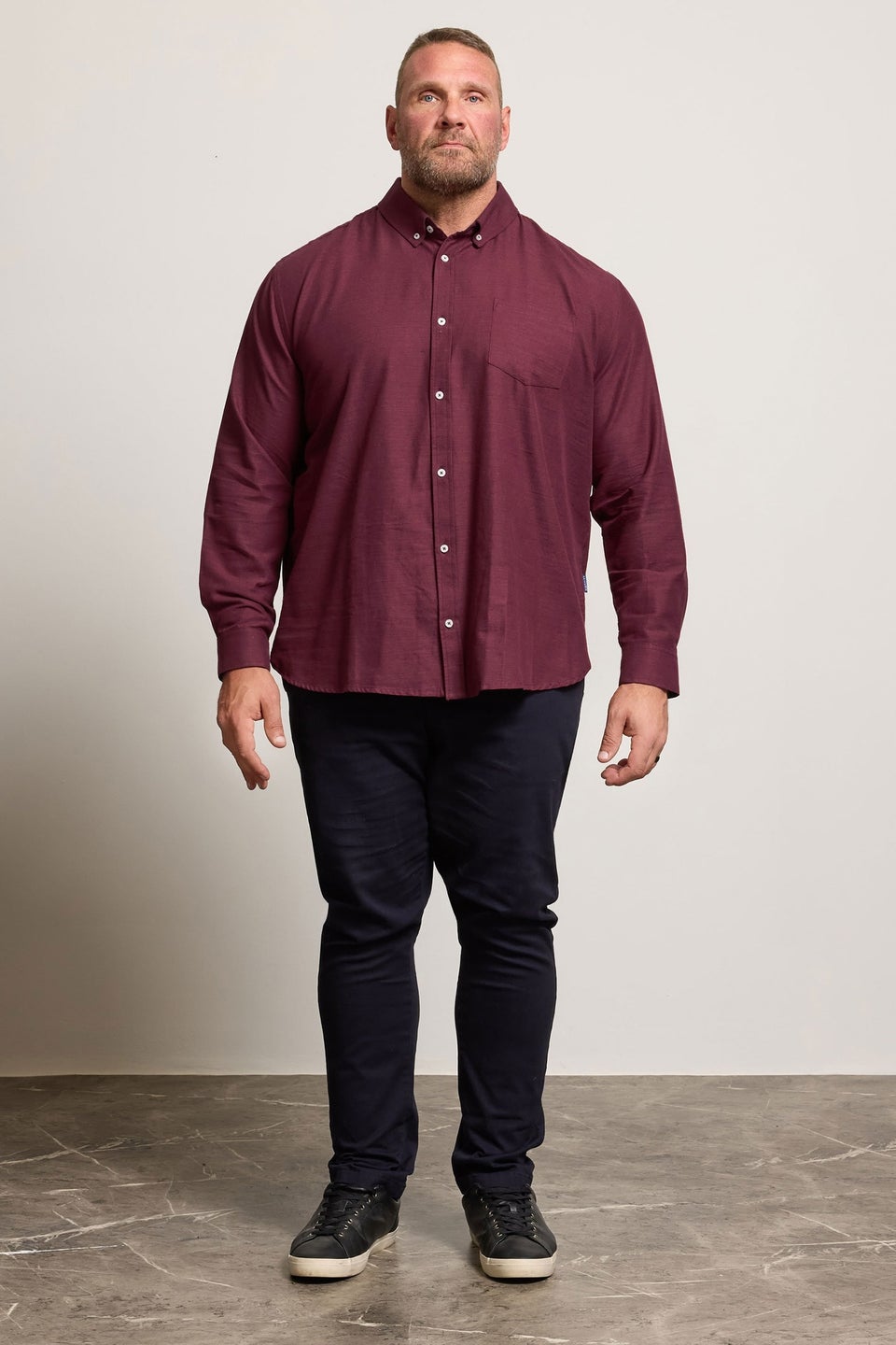 BadRhino Burgundy Red Long Sleeve Slub Shirt