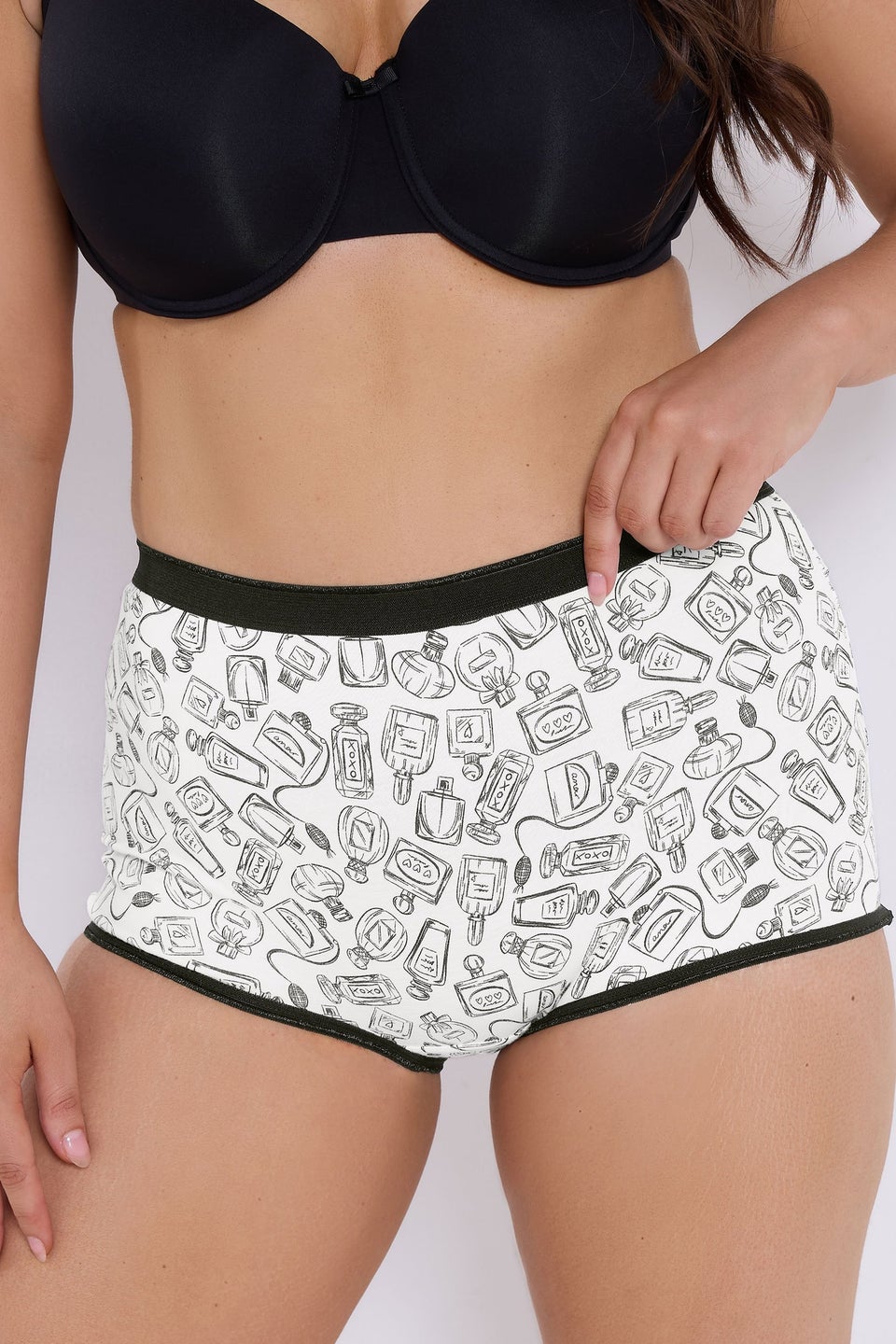 Yours 5 Pack Black Perfume Bottle Print Shorts