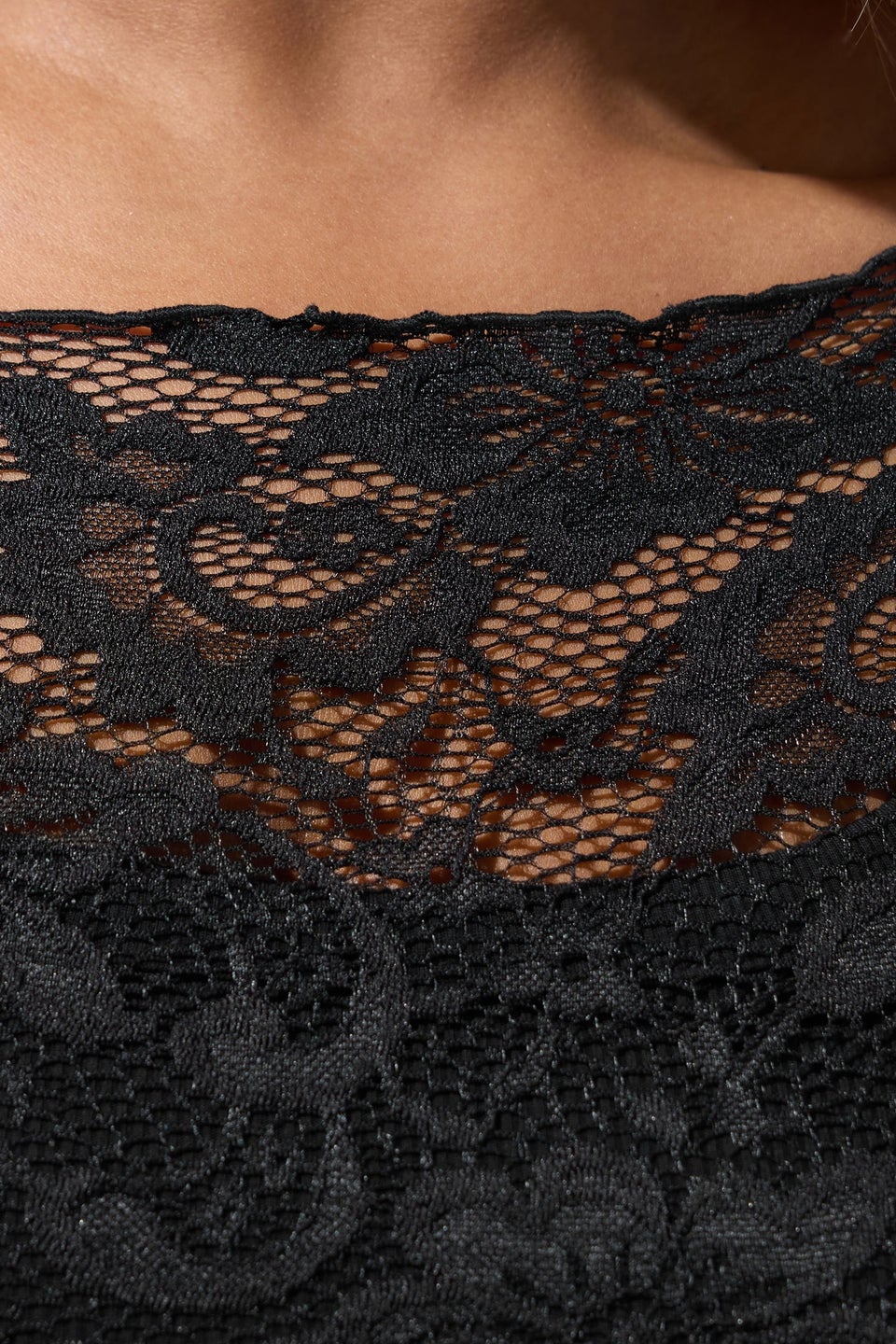 Yours Limited Black Lace Long Sleeve Top