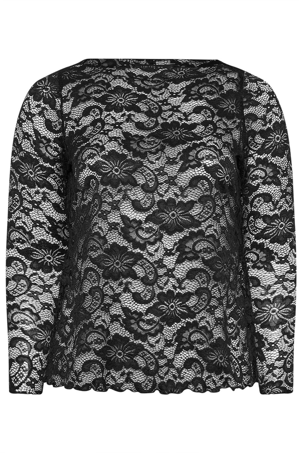 Yours Limited Black Lace Long Sleeve Top