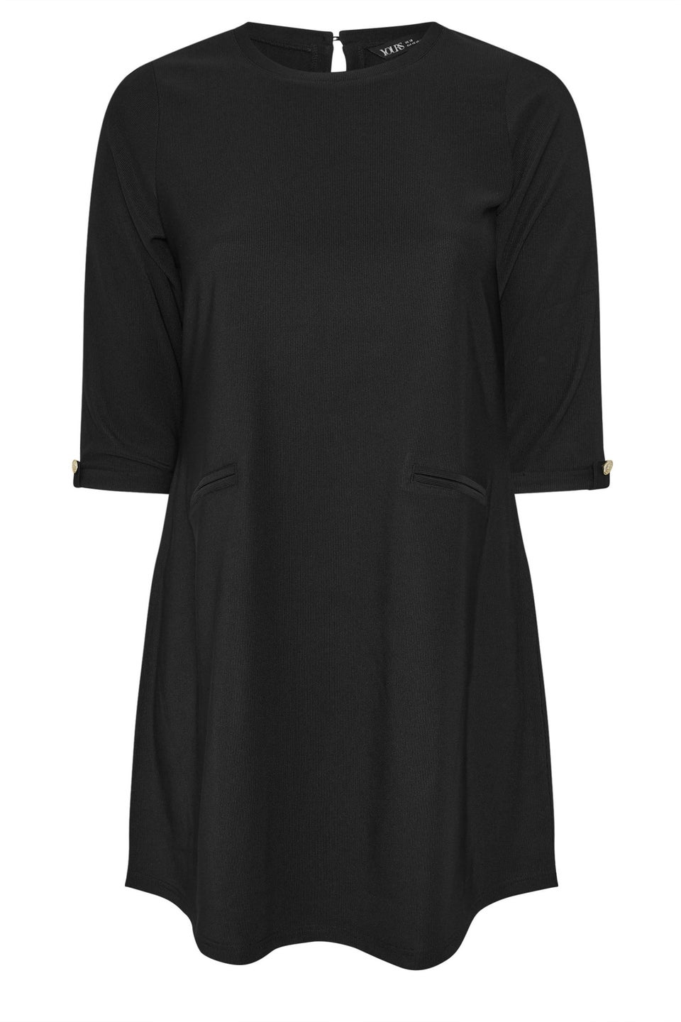 Yours Curve Black Ribbed Mini Shift Dress