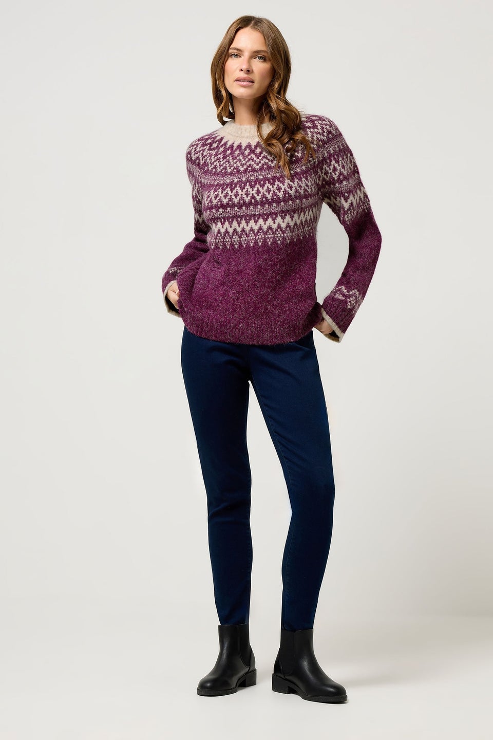 M&Co Berry Purple Fairisle Jumper