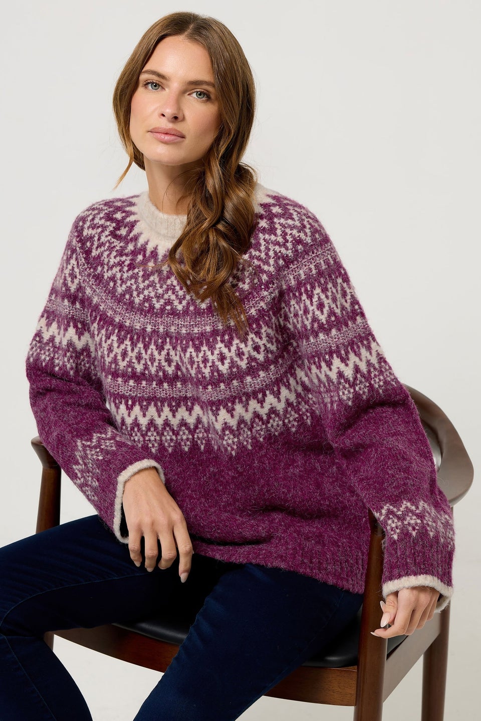 M&Co Berry Purple Fairisle Jumper