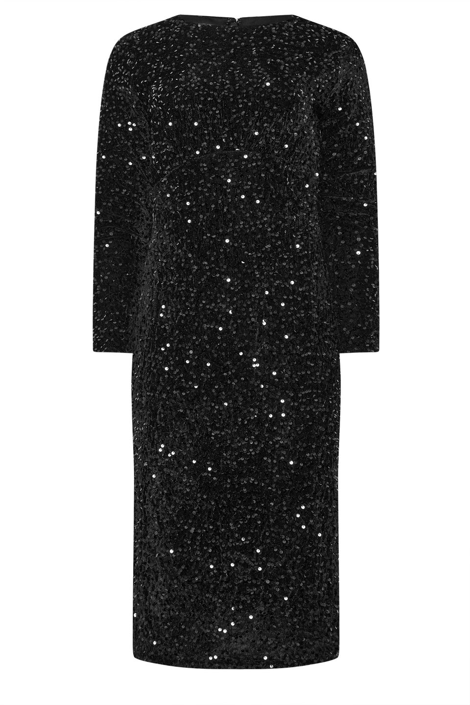 M&Co Black Sequin Gathered Velvet Dress