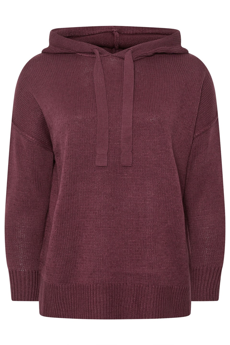 Yours Curve Burgundy Red Knitted Hoodie