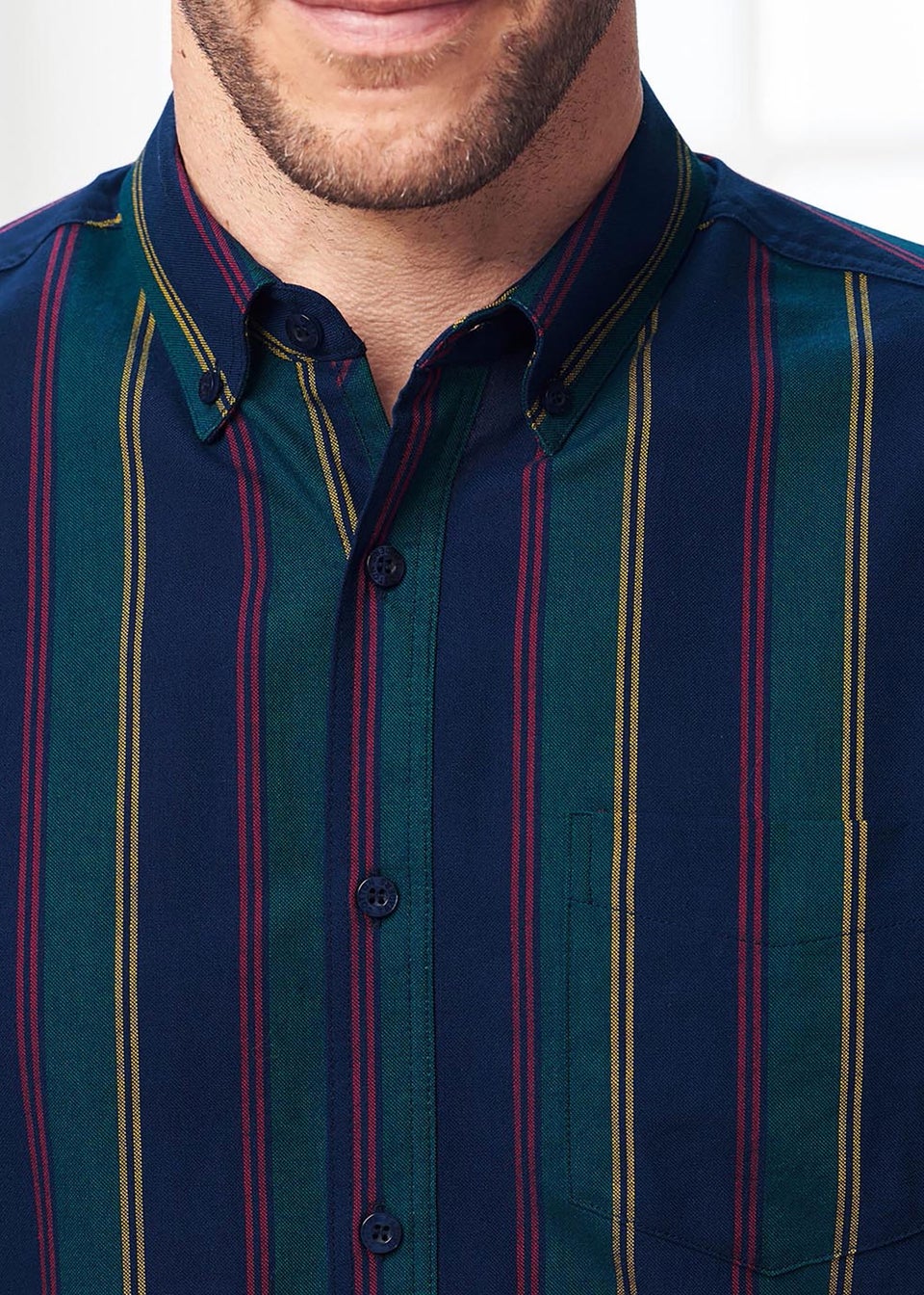 Cotton Traders Twilight Iconic Short Sleeve Patterned Oxford Shirt