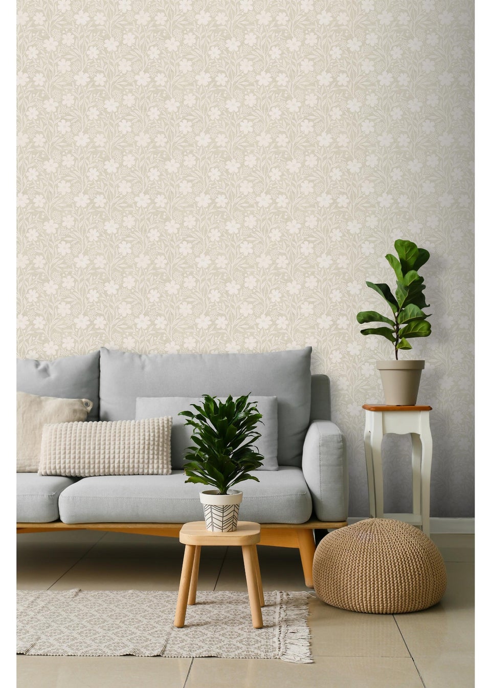 Arthouse Berry Floral Neutral Wallpaper