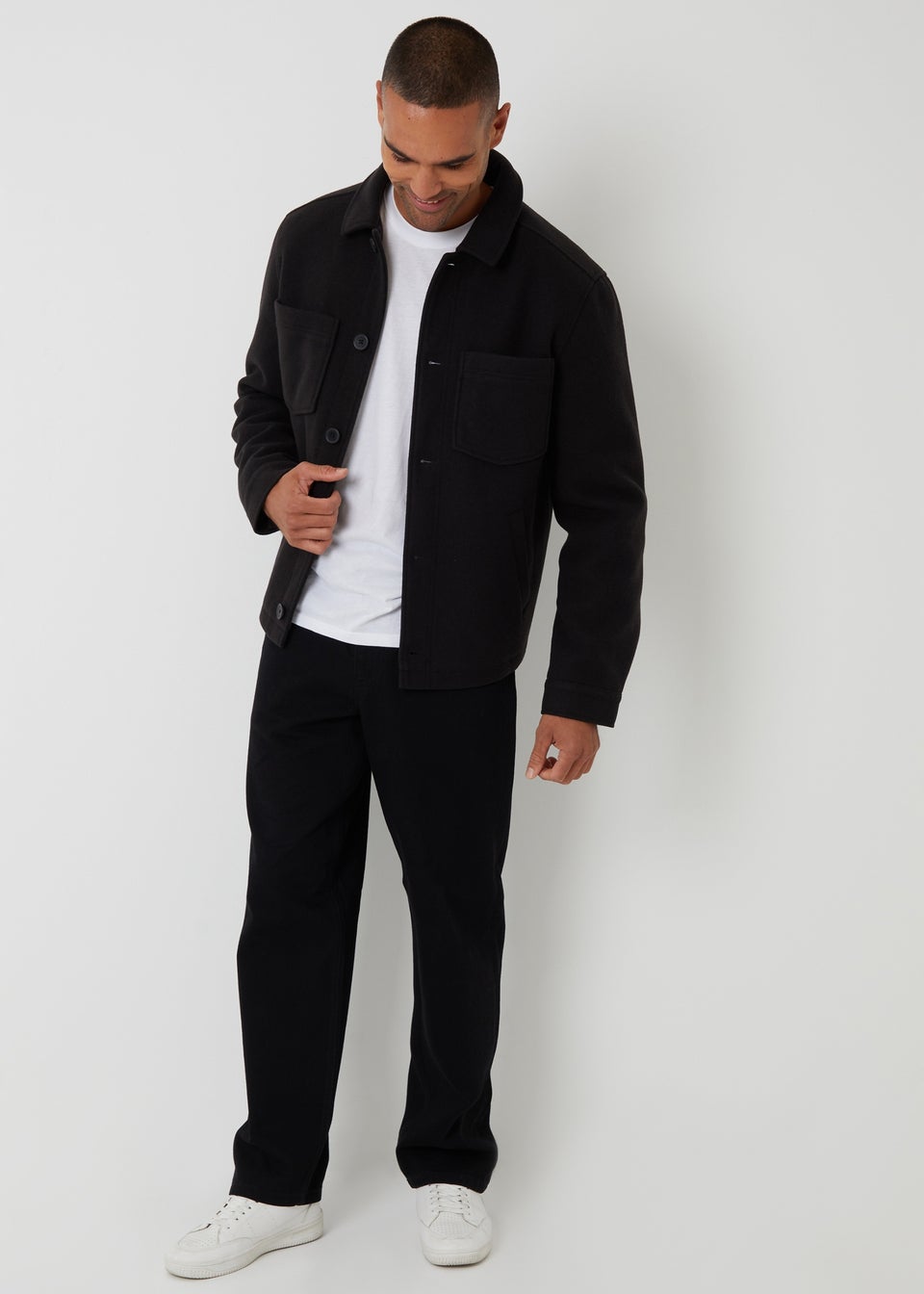 Threadbare Black Faux Wool Button Up Quilted Shacket