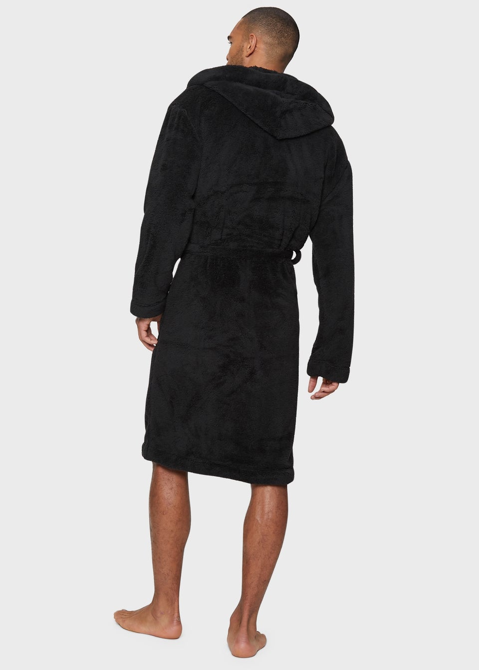 Threadbare Black Borg Hooded Dressing Gown