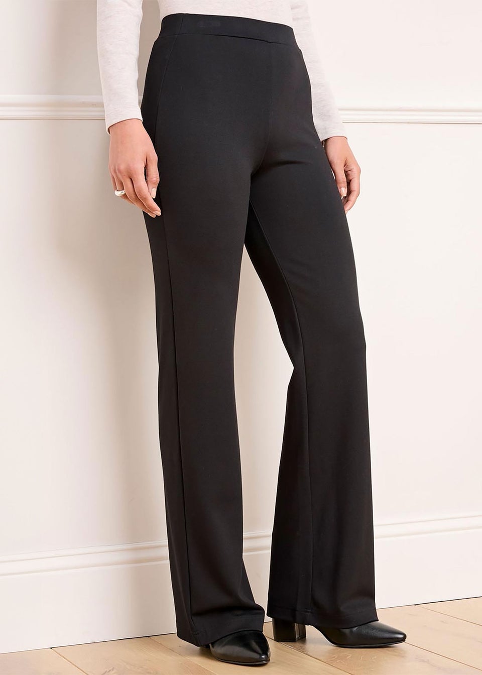 Cotton Traders Black Jersey Wide Leg Trousers