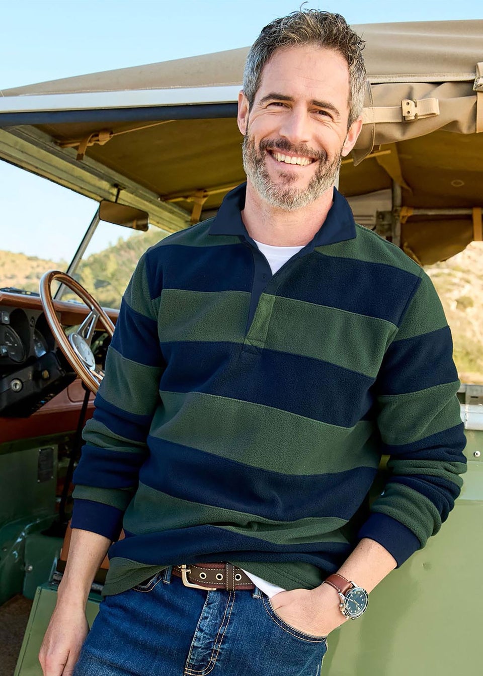 Cotton Traders Hunter Fleece Cut & Sew Rugby Shirt