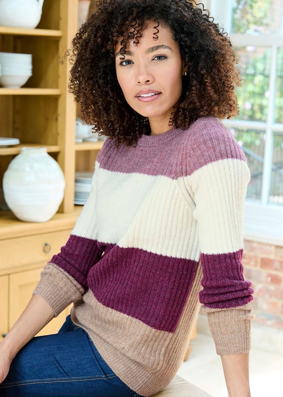 Cotton Traders Pecan Cosy Crew Neck Jumper