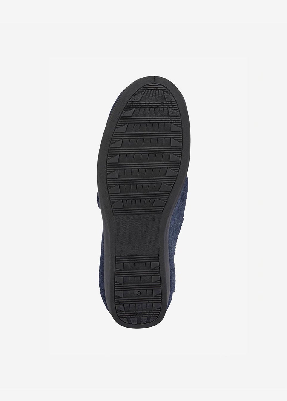 Cotton Traders Navy Adjustable Embroidery Slippers