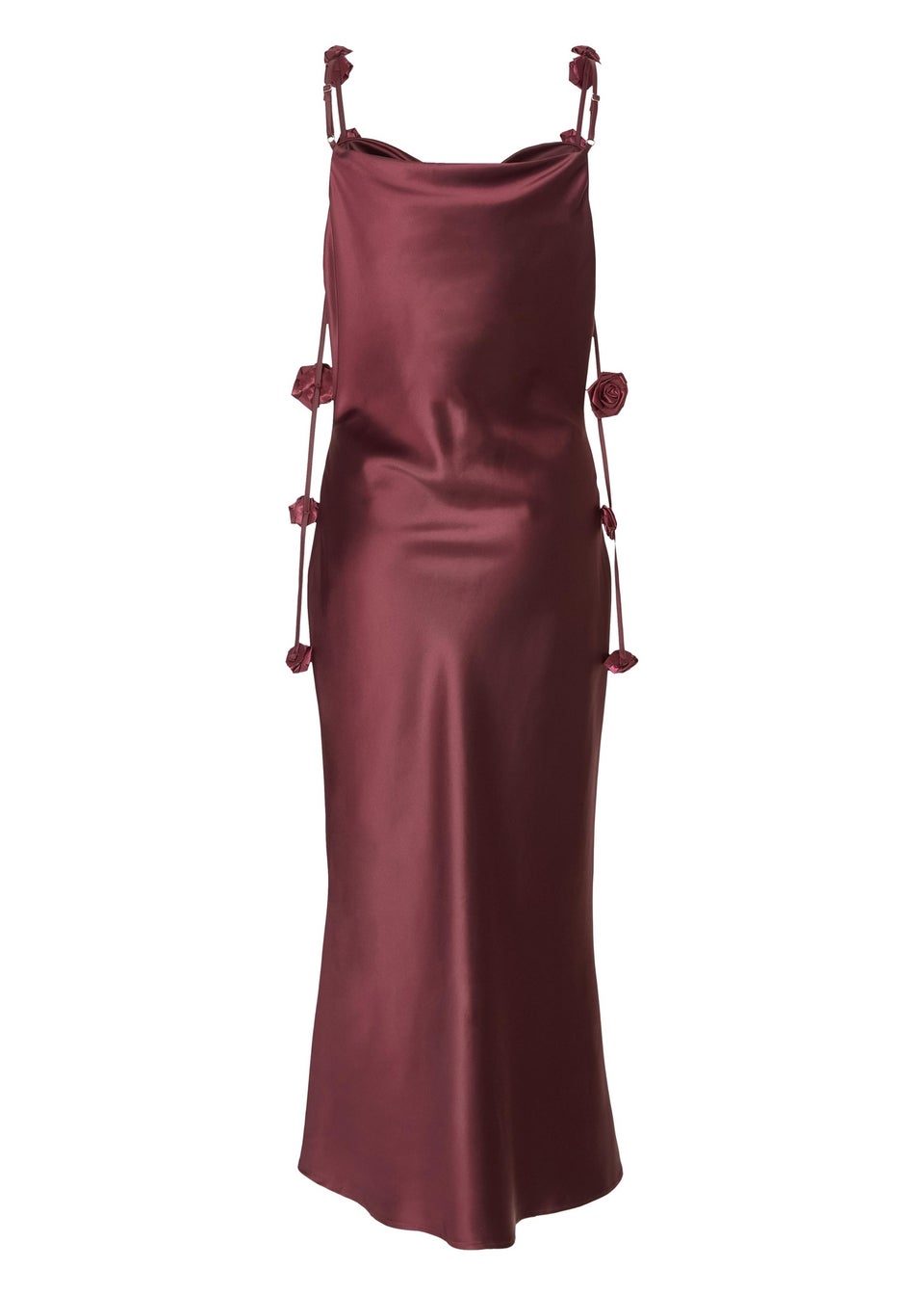 Quiz Burgundy Petite Satin Midaxi Dress