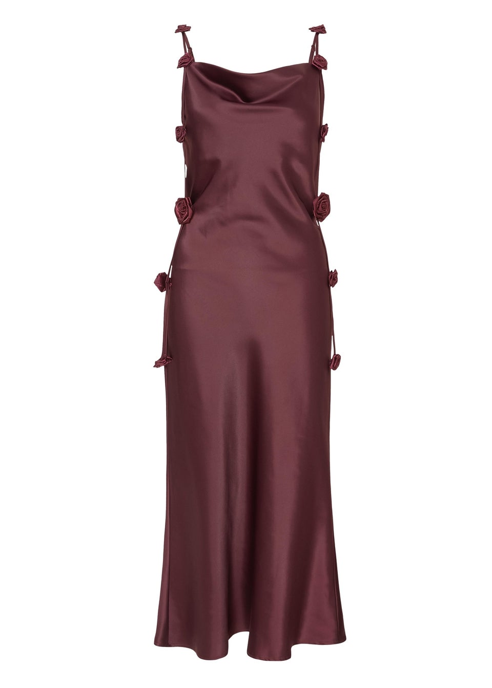 Quiz Burgundy Petite Satin Midaxi Dress