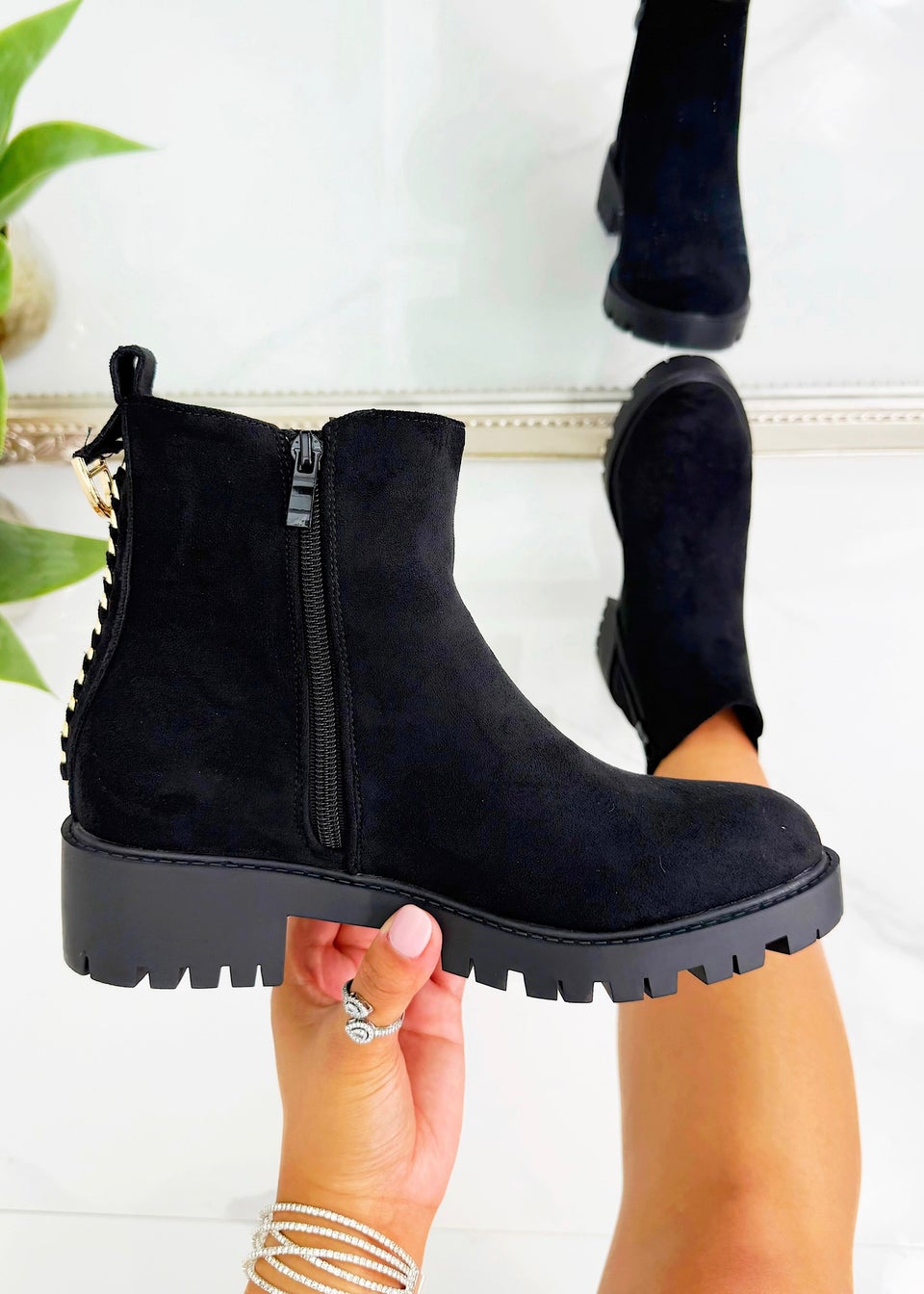 Love Lemonade Black Sparkly Chainstorm Boots