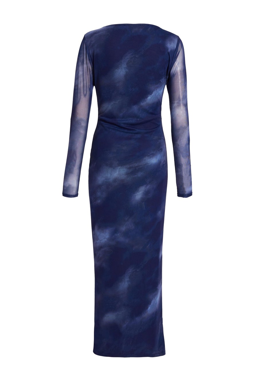 Quiz Blue Printed Long Sleeve Midaxi Dress