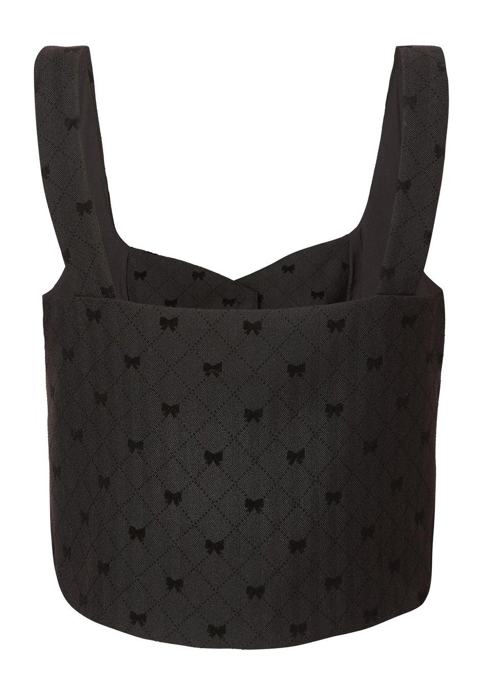 Quiz Black Woven Bow Detail Waistcoat