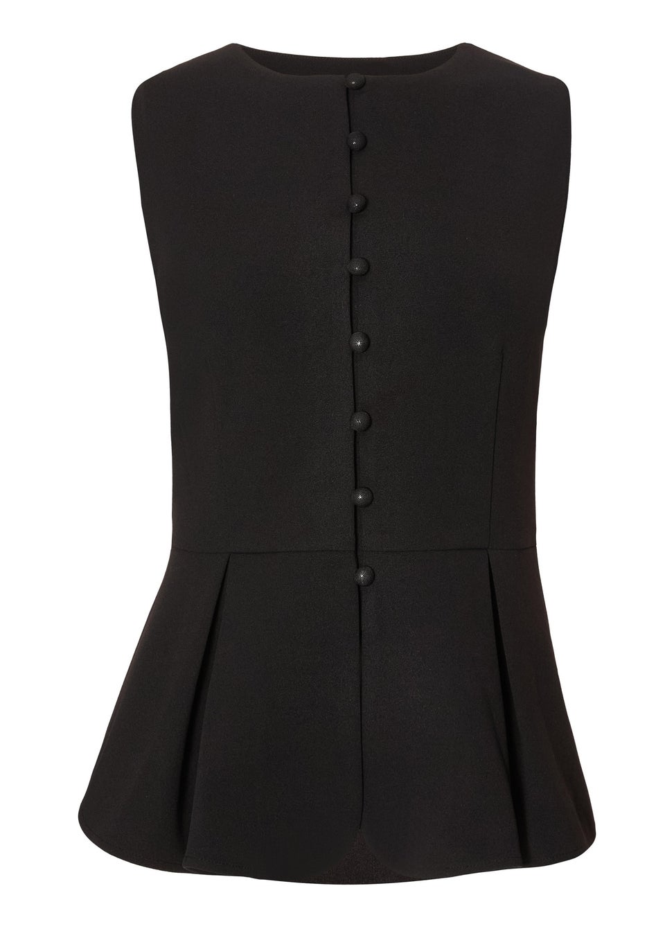 Quiz Black Button Front Peplum Top