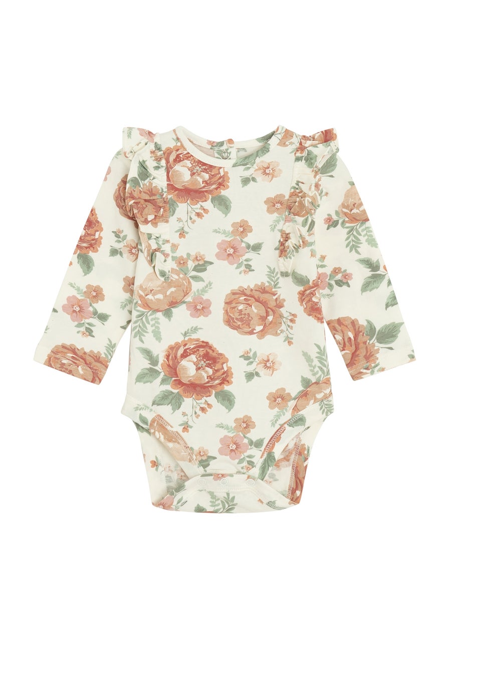 Cool Club White Frill Shoulder Printed Long Sleeve Bodysuit (2 - 36 mnths)