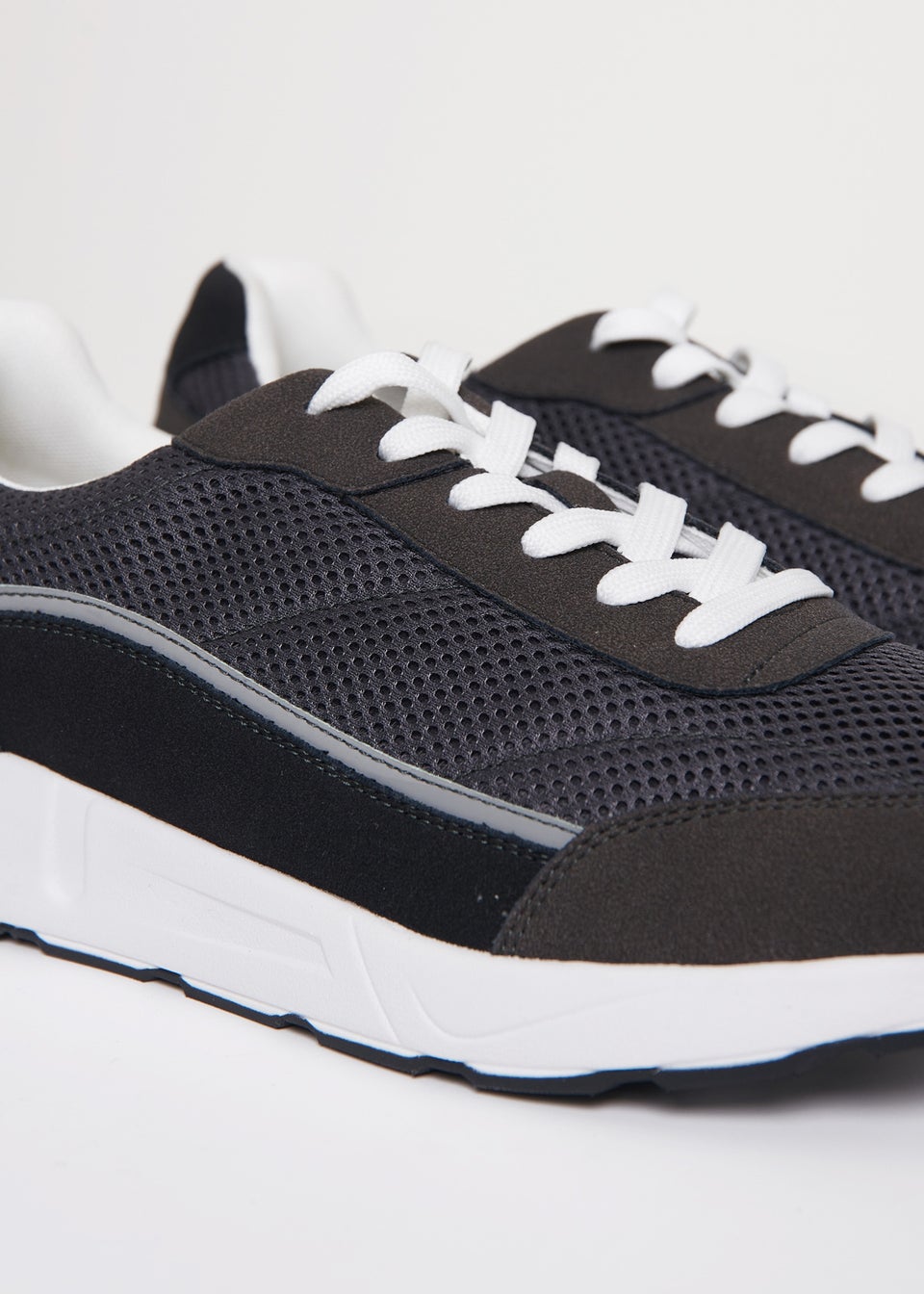 Threadbare Grey Retro Lace Up Trainers