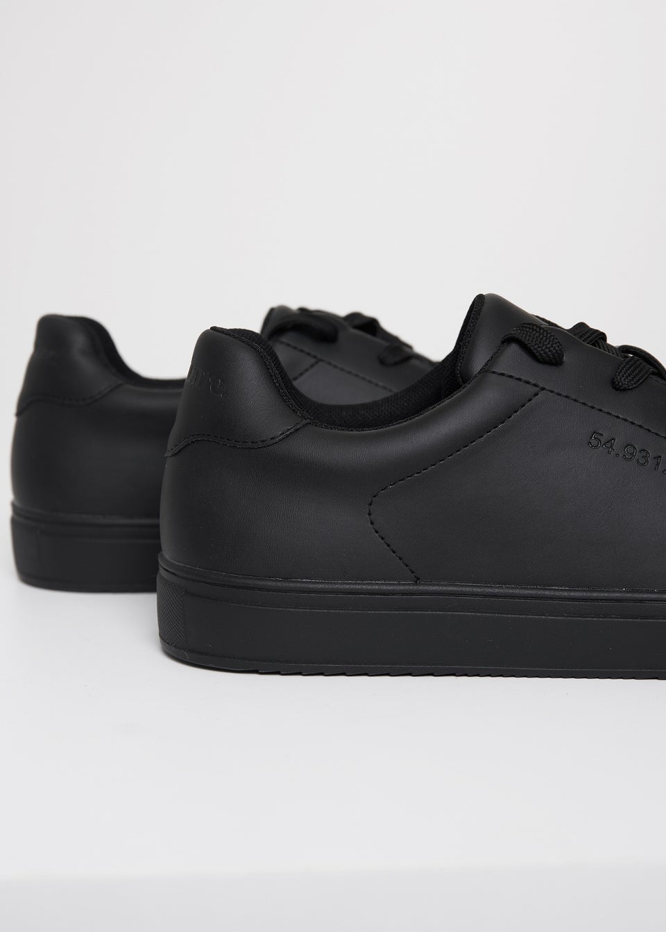 Threadbare Black Lace Up Court Trainers