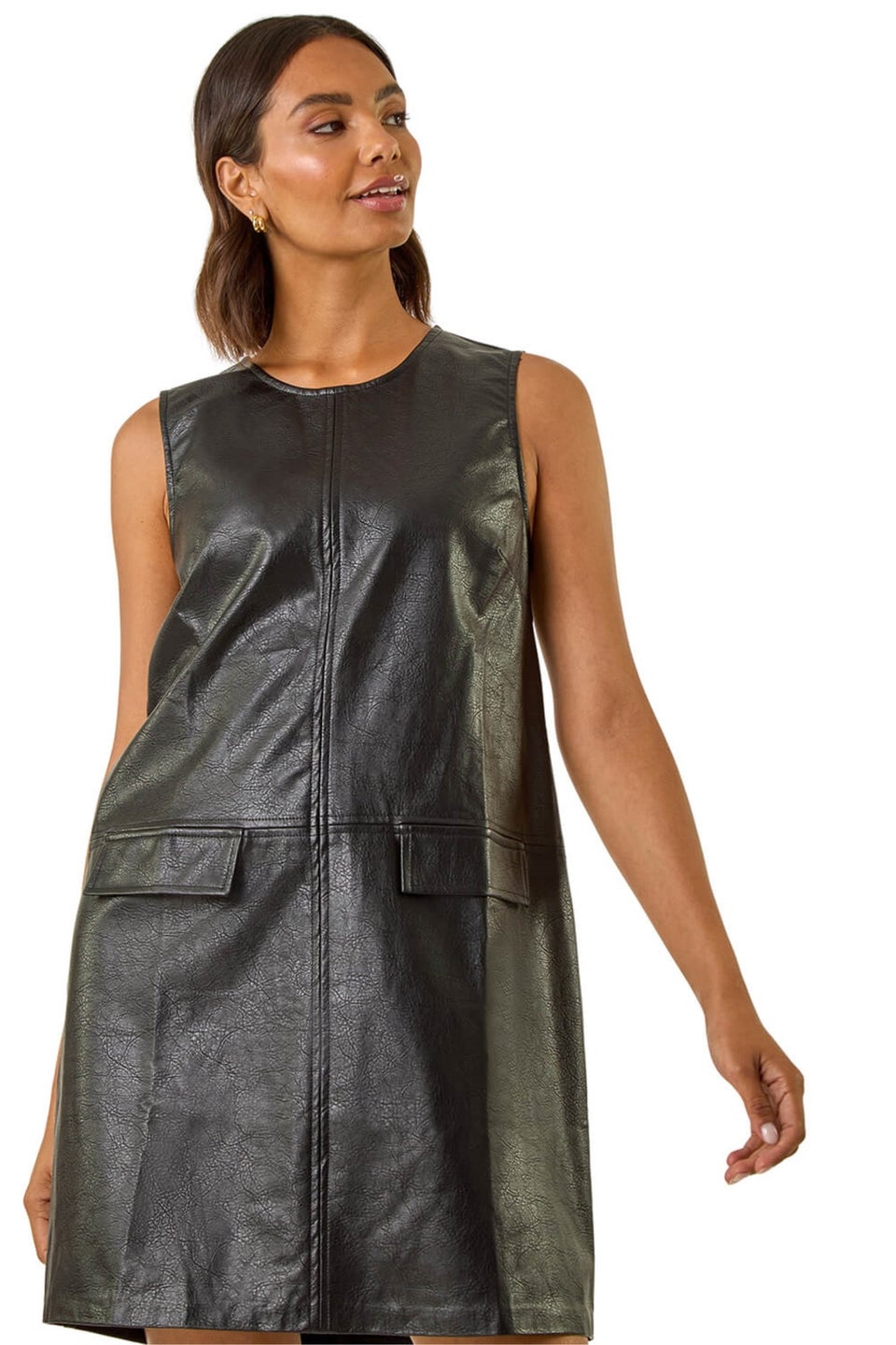 Roman Black A-Line Pocket Detail Dress