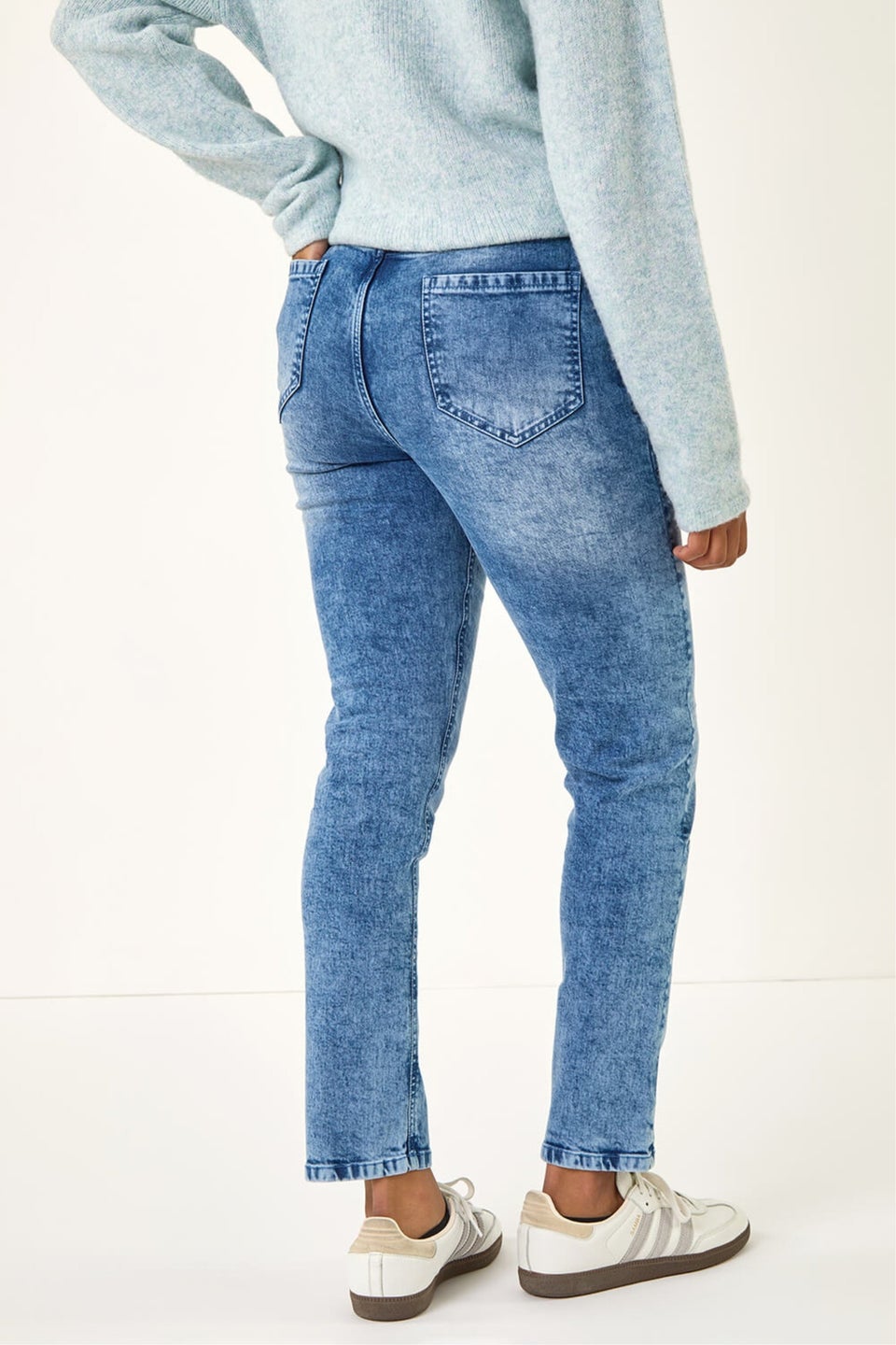 Roman Denim Floral Embroidered Stretch Jeans