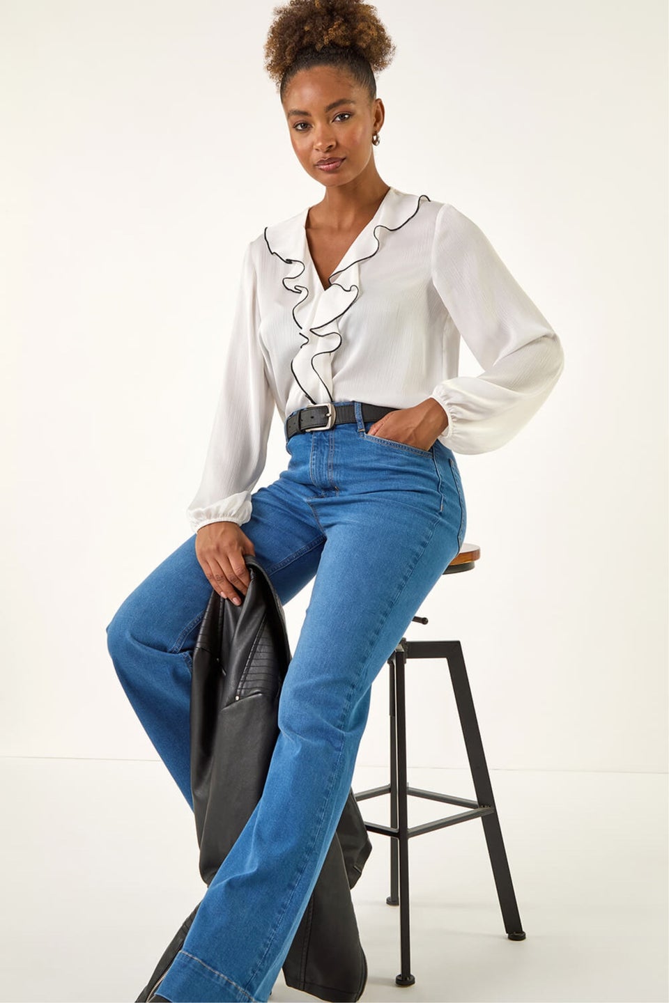 Roman Denim Pocket Stretch Flare Jeans