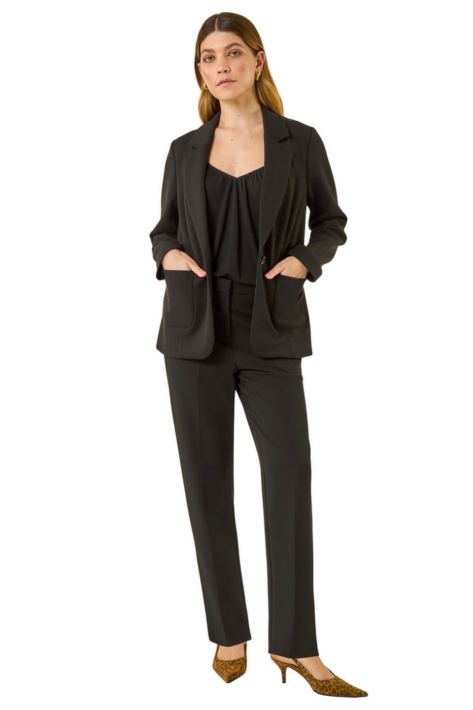 Roman Black Single Breated Smart Blazer
