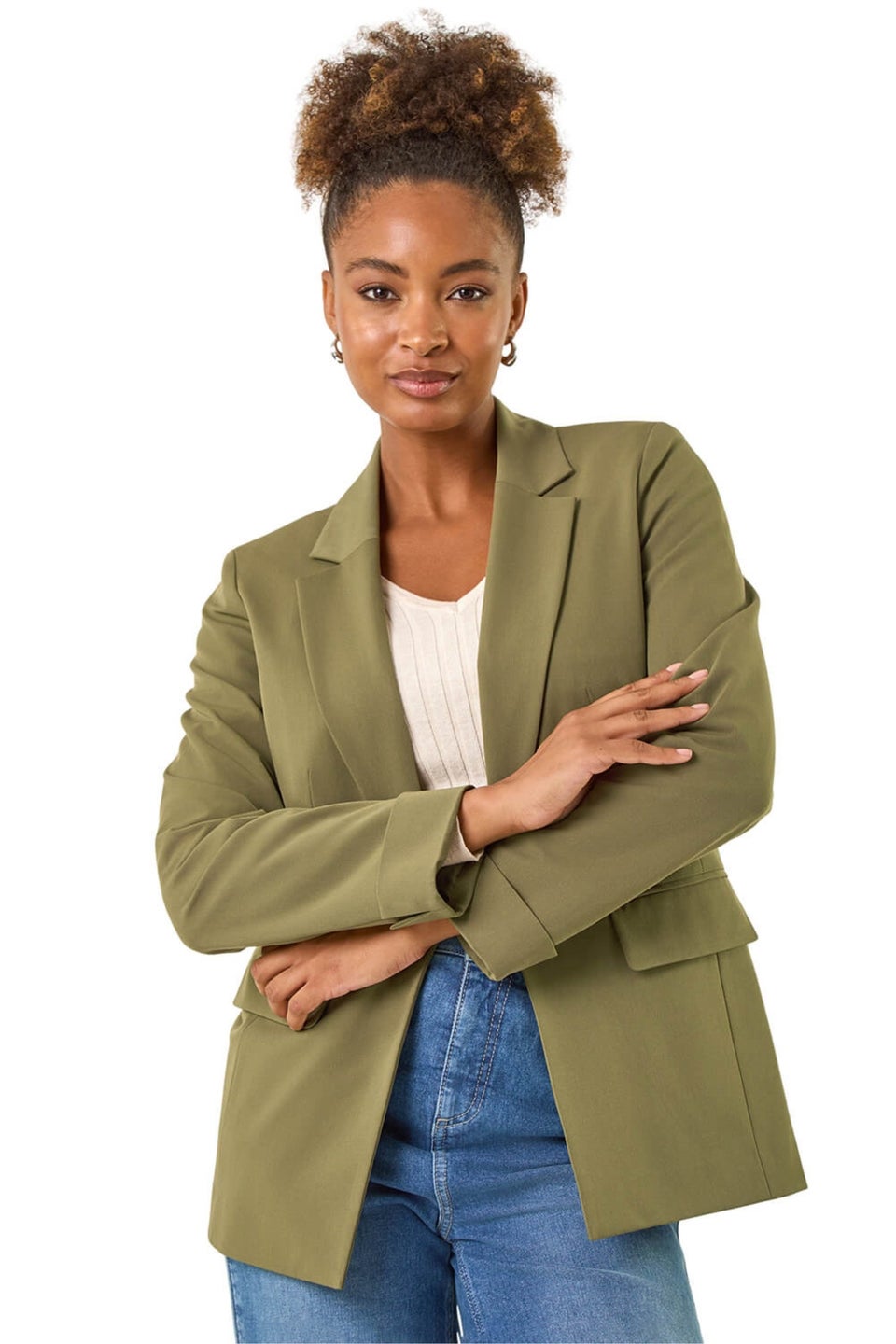 Roman Olive Tailored Collar & Revere Blazer