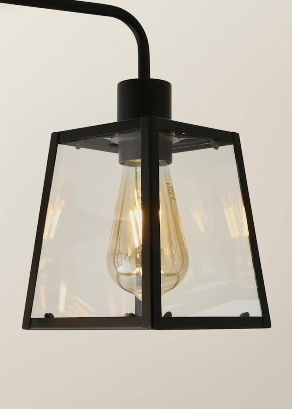 ValueLights Susie 3 Arm Matte Black Glass Lantern Ceiling Light