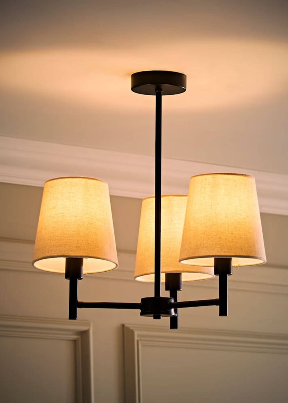 ValueLights Kincaid 3 Arm Black Chandelier Ceiling Light