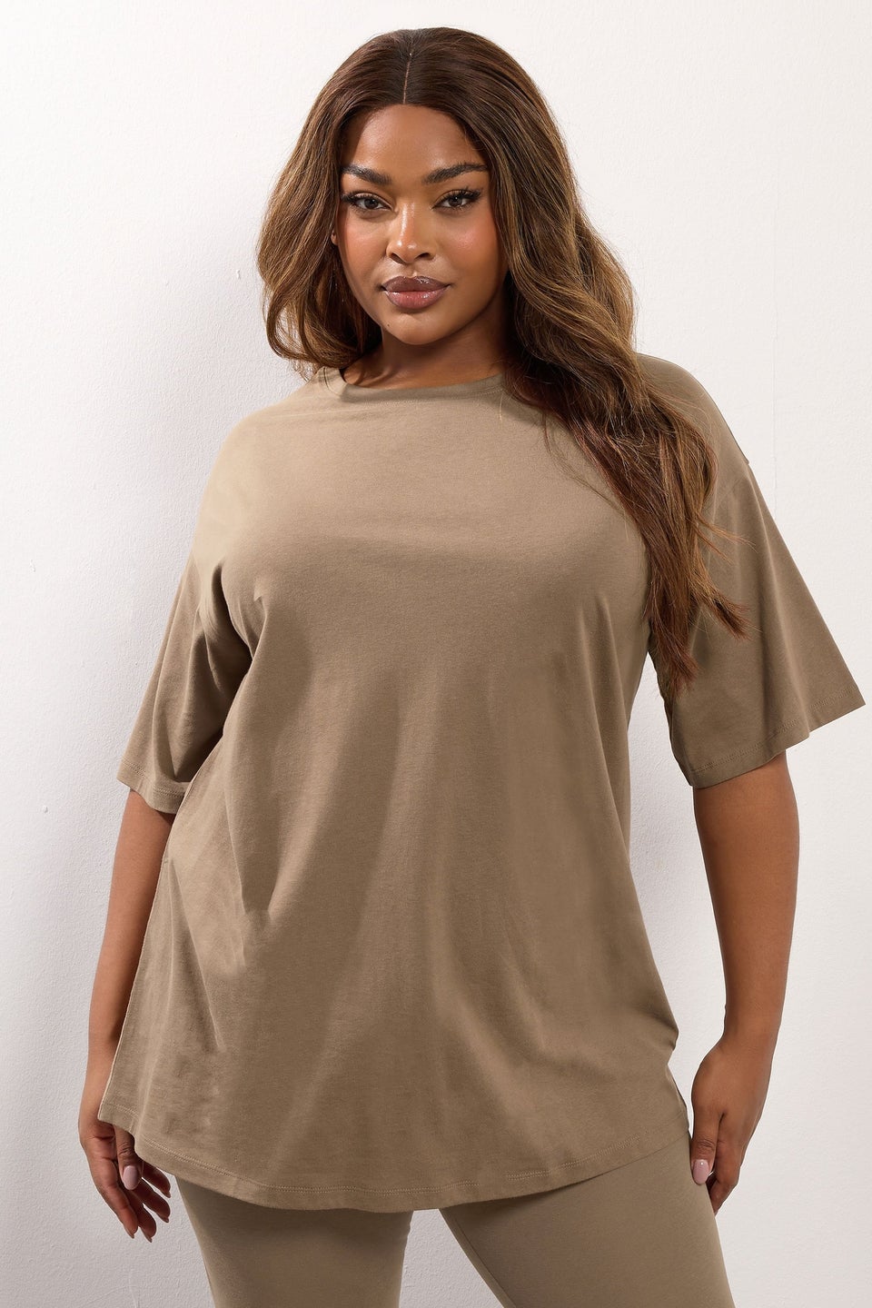 Yours Brown Relaxed Longline T-Shirt