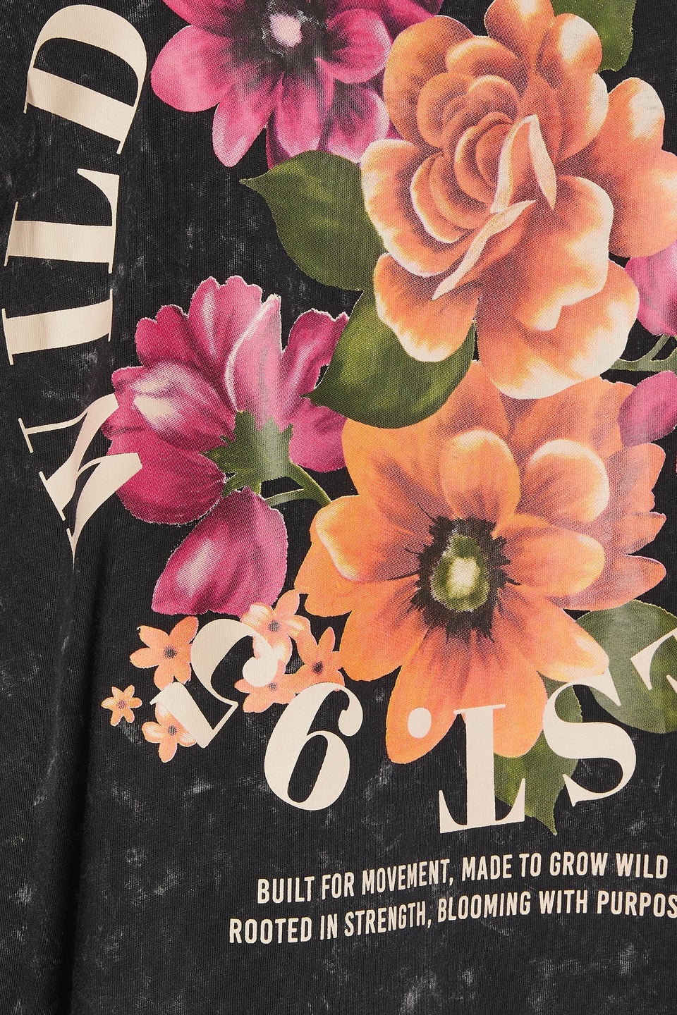 Yours Grey Acid Wash Floral Design Oversized T-Shirt