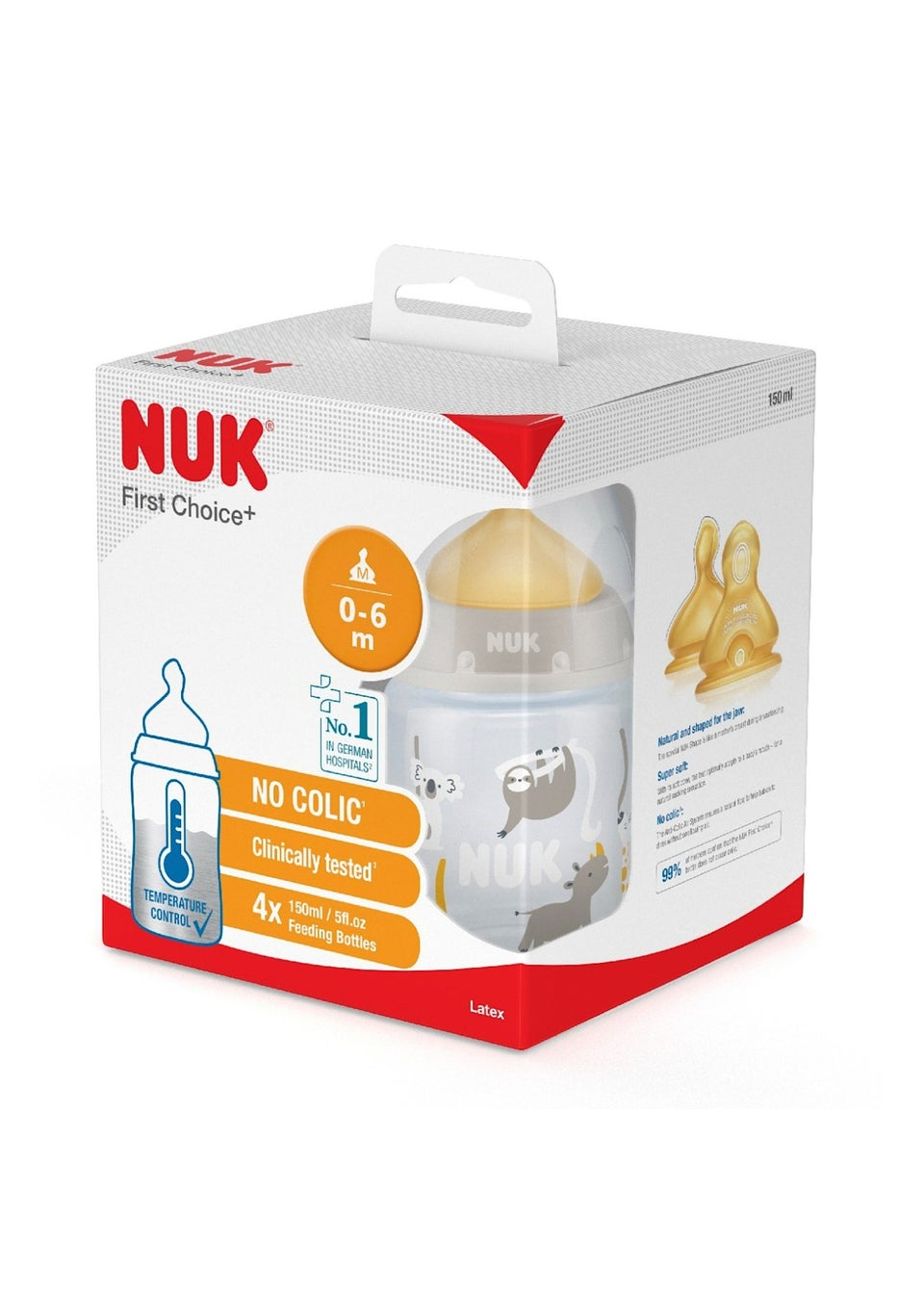 NUK Clear First Choice+ Temperature Control 150 Bottle with Latex