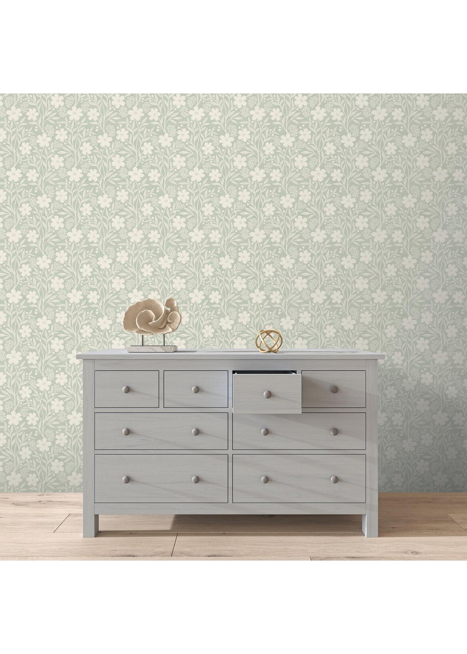 Arthouse Berry Floral Sage Wallpaper