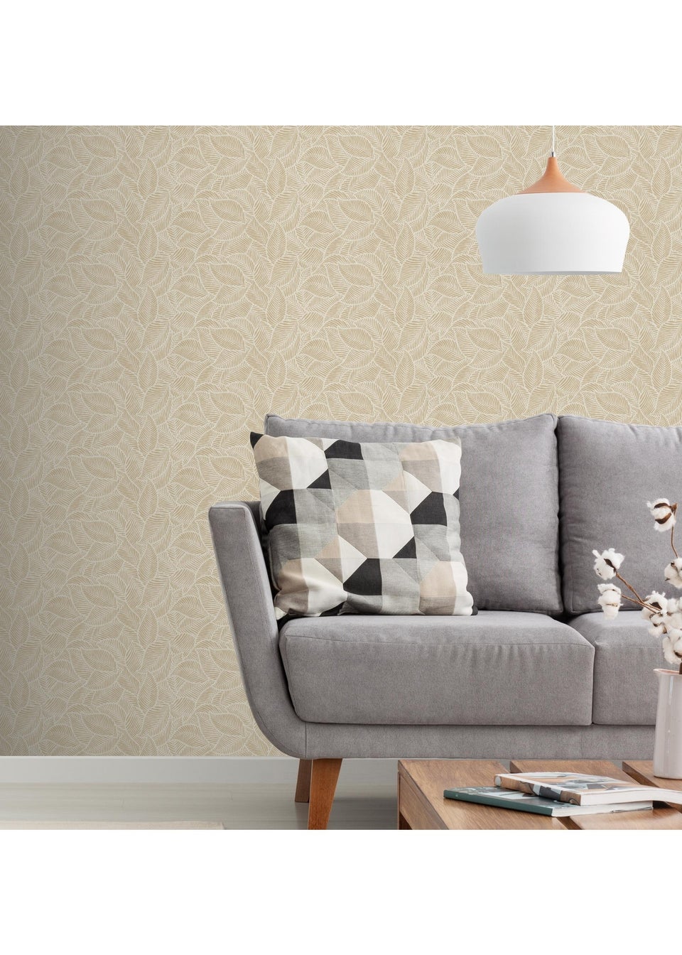 Arthouse Leaf Print Rust Wallpaper