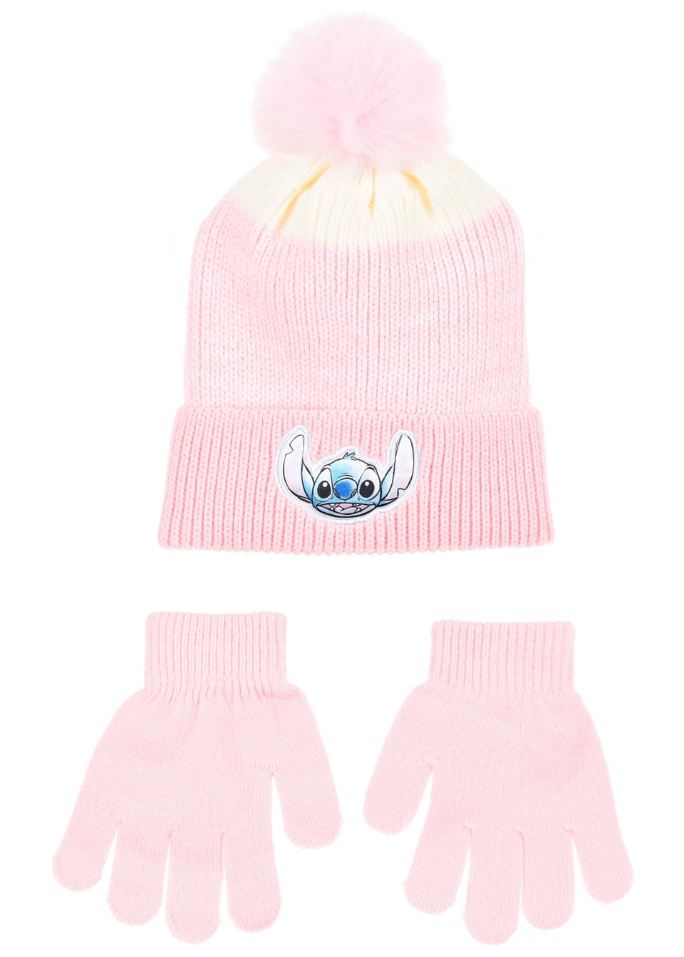 Disney Stitch Emblem Kids Pink Hat & Glove Set